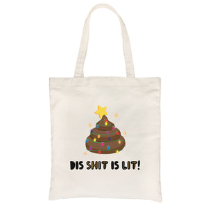 Dis Shit Is Lit Poop Canvas Bag