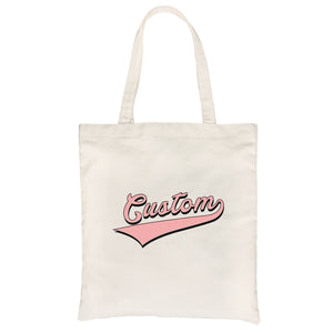 Pink College Swoosh Pop Pleasing Custom Personalized Canvas Bag