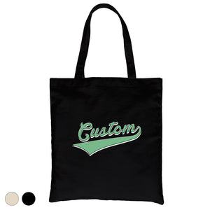 Green College Swoosh Cute Cool Custom Personalized Canvas Bag Gift