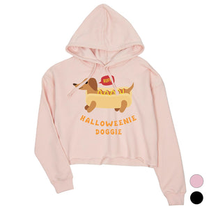 Halloweenie Doggie Womens Crop Hoodie