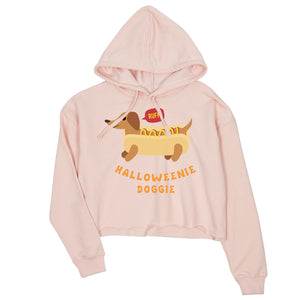 Halloweenie Doggie Womens Crop Hoodie