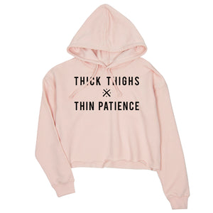 365 Printing Thick Thighs Thin Patience Womens Crop Hoodie Workout Quote Hoodie