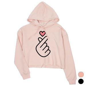 365 Printing Finger Heart Womens Korean Finger Heart Hooded Sweatshirt Gifts