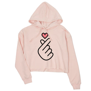 365 Printing Finger Heart Womens Korean Finger Heart Hooded Sweatshirt Gifts