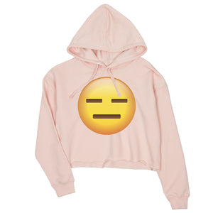 Emoji-Emotionless Womens Crop Hoodie Boring Fun Modern Enthusiastic