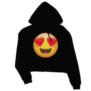 Emoji-Heart Eyes Womens Crop Hoodie Loving Flirty Halloween Gift