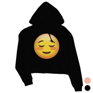 Emoji-Blush Womens Crop Hoodie Sincere Passionate Great Halloween