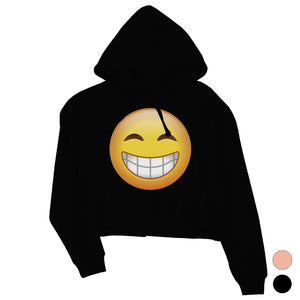 Emoji-Smiling Womens Crop Hoodie Fun Sweet Radiant Great Gag Gift