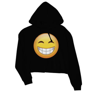 Emoji-Smiling Womens Crop Hoodie Fun Sweet Radiant Great Gag Gift