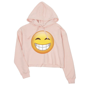 Emoji-Smiling Womens Crop Hoodie Fun Sweet Radiant Great Gag Gift