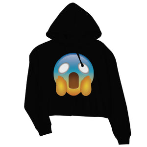 Emoji-Screaming Womens Crop Hoodie Scary Fun Great Awesome Gag Gift