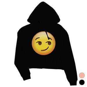 Emoji-Smirking Womens Crop Hoodie Outstanding Good Perfect Gag Gift