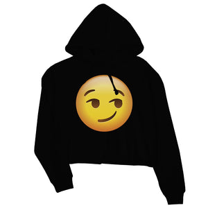 Emoji-Smirking Womens Crop Hoodie Outstanding Good Perfect Gag Gift