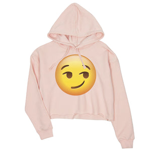 Emoji-Smirking Womens Crop Hoodie Outstanding Good Perfect Gag Gift