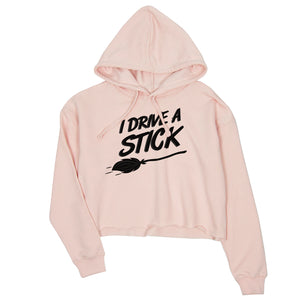 I Drive A Stick Cute Halloween Costume Funny Womens Crop Hoodie