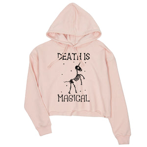 Death is Megical Unicorn Skeleton Halloween Womens Crop Hoodie