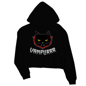 Vampurrr Halloween Costume Cute Graphic Design Womens Crop Hoodie