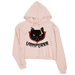 Vampurrr Halloween Costume Cute Graphic Design Womens Crop Hoodie