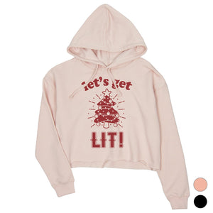 Get Lit Christmas Tree Crop Hoodie