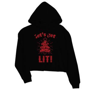 Get Lit Christmas Tree Crop Hoodie