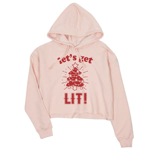 Get Lit Christmas Tree Crop Hoodie