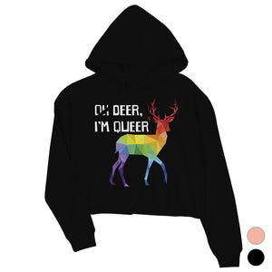 LGBT Deer Queer Rainbow Crop Hoodie