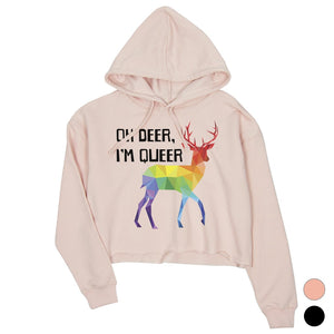 LGBT Deer Queer Rainbow Crop Hoodie