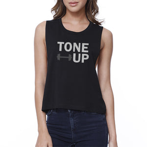 Tone Up Black Work Out Crop Top Fitness Sleeveless Muscle T-shirt - 365INLOVE