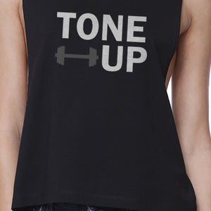 Tone Up Black Work Out Crop Top Fitness Sleeveless Muscle T-shirt - 365INLOVE