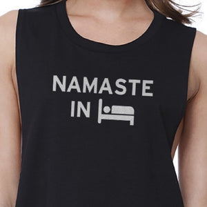 Namaste In Bed Crop Top Yoga Work Out Tank Top Cute Yoga T-shirt - 365INLOVE