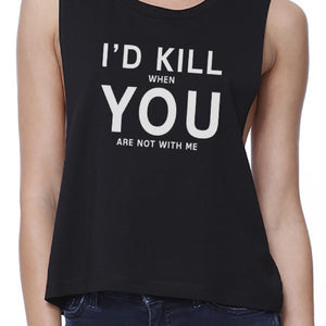 I Hate You Women's Black Crop Tee Creative Gifts For Anniversaries - 365INLOVE