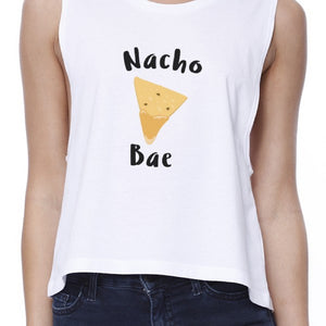 Nocho Bae Women's White Crop Tee Cute Graphic Shirt For Food Lovers - 365INLOVE