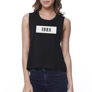 198X Women's Black Cute Design Crop Tee Unique Graphic Gift Ideas - 365INLOVE