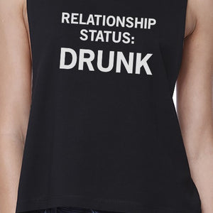 Relationship Status Women's Black Crop T-Shirt Funny Gift Ideas - 365INLOVE