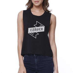 Camper Women's Black Crop Top Unique Design Cute Gift Ideas For Her - 365INLOVE