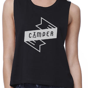 Camper Women's Black Crop Top Unique Design Cute Gift Ideas For Her - 365INLOVE