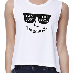 Too Cool For School Womens White Crop Top