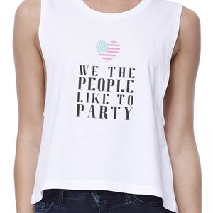 We The People Womens White Cute Graphic Crop Tee For 4th of July - 365INLOVE