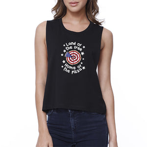 Land of The Free Home Funny Fourth Of July Crop Tee For Pizza Lover - 365INLOVE