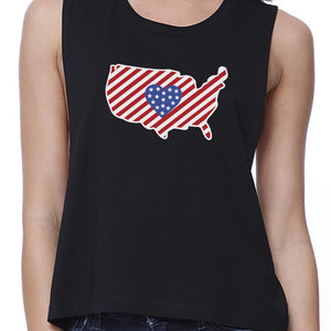 USA Map American Flag Pattern Crop Top Gift Ideas For Army Friends - 365INLOVE