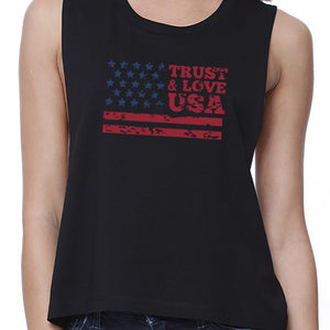 Trust Love USA Womens Black Crop Top Round Neck Line Cotton Tanks - 365INLOVE