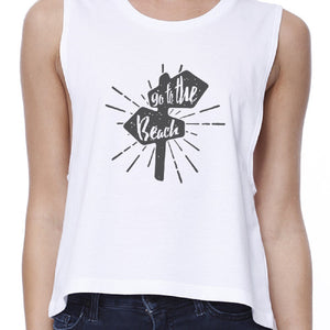 Go To The Beach Womens White Crop Top