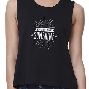 Enjoy The Sunshine Womens Black Crop Top