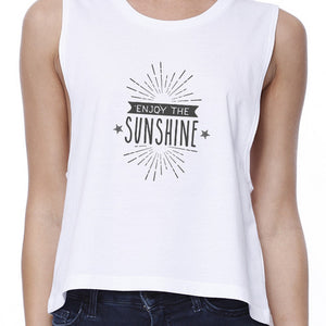 Enjoy The Sunshine Womens White Crop Top