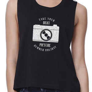 Take Your Best Picture Summer Holiday Womens Black Crop Top