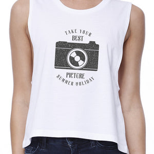 Take Your Best Picture Summer Holiday Womens White Crop Top