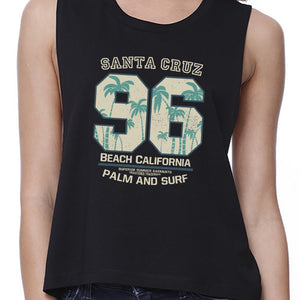 Santa Cruz Beach California Womens Black Crop Top