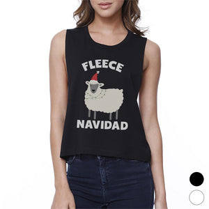 Fleece Navidad Womens Crop Top