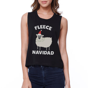 Fleece Navidad Womens Crop Top