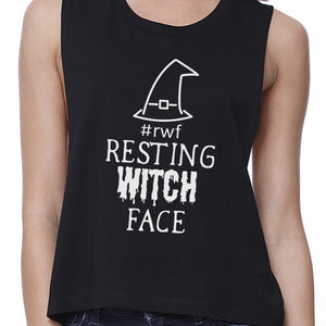 Rwf Resting Witch Face Womens Black Crop Top